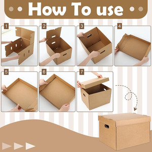 Cartoni di archiviazione per documenti d'archivio marrone Kraft scatole sfuse prive di acido in cartone ondulato tamponato per archiviazione di foto scatola d'archivio - Product Image 2