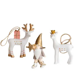 Resina pingente deer estatueta resina personalizado veados e pequena figura resina pingente ornamento árvore de Natal lembrança presente