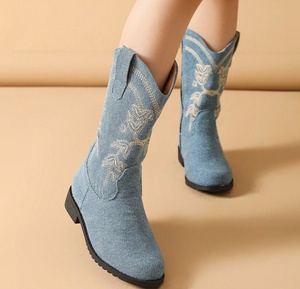 Bottes en jean personnalisées pour enfants, broderie classique, automne-hiver, pour l'extérieur, fête, mode, style cowgirl, bottes de cowboy western - Product Image 3