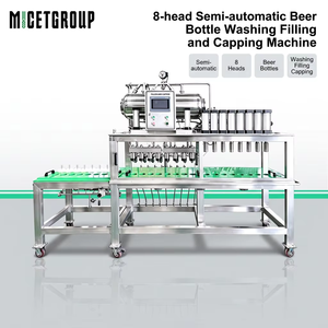 500-600 Flaschen pro Stunde Halbautomatische 8-Kopf Bierflaschen-Spül-, Füll- und Verschließmaschine 3-in-1 Abfüllanlage für Getränkefabriken - Product Image 1