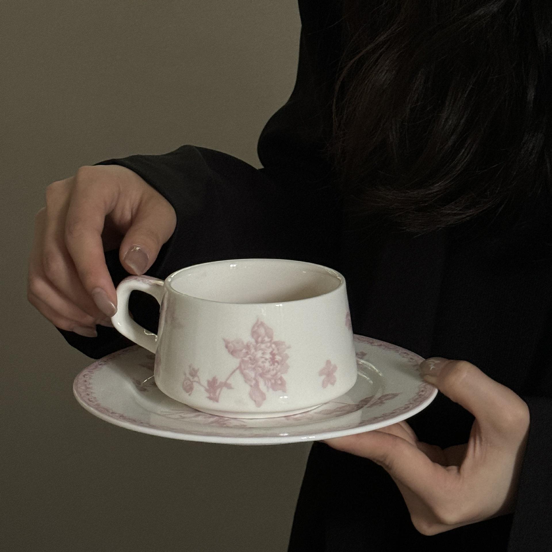 Pink cup + 7inch plate