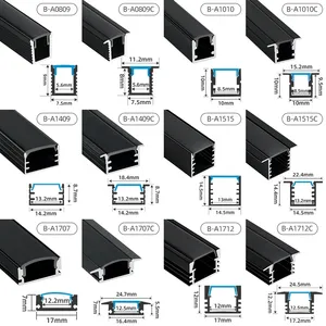 Custom 17*7mm Aluminium Profile for <strong>LED</strong> Strip Light <strong>Square</strong> Recessed <strong>LED</strong> Channel Surface Mounting Anodized White Black <strong>Diffuser</strong> - Product Image 6