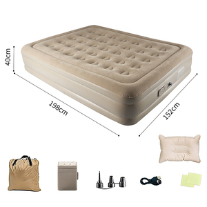 Lit d'air gonflable rechargeable taille double <span class=keywords><strong>avec</strong></span> pompe intégrée, <span class=keywords><strong>matelas</strong></span> pneumatique pliable et portable <span class=keywords><strong>avec</strong></span> <span class=keywords><strong>sac</strong></span> <span class=keywords><strong>de</strong></span> transport pour le camping, la randonnée et la maison - Product Image 1