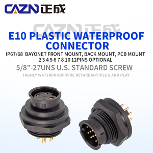 Cazn không thấm nước <span class=keywords><strong>Bayonet</strong></span> kết nối ổ cắm 2-12pins Nam Nữ trở lại/Phía trước gắn kết Hàn PCB E10 receptacle <span class=keywords><strong>Bayonet</strong></span> cắm kết nối - Product Image 2