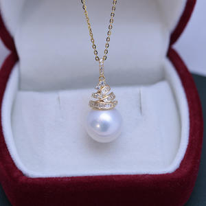 Collier pendentif en perle d'eau douce de 11-12 mm, blanc, forte luminosité, faibles défauts, chaîne claviculaire en argent S925, édition coréenne pour femme - Product Image 1