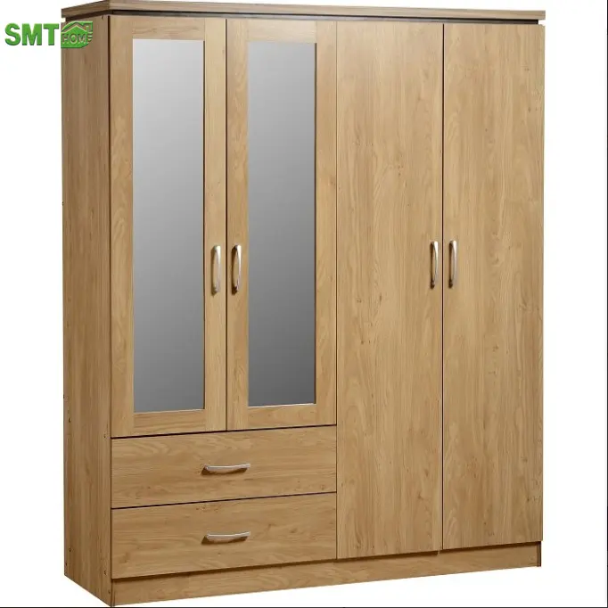 Мебель для спальни, современный деревянный гардероб, простой шкаф в современном стиле с зеркалом, 4 двери, 2 шкафа, шкаф
