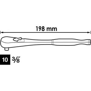 VIGOR-Trinquete reversible de dientes finos de 3/8 '', estándar de 198mm - EAN 4047728055352 RATCHETS 3/8" - Product Image 2