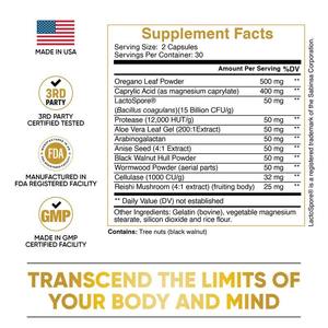 קנדידה קלינס- תמיכה במערכת העיכול ובמעי הגס (60 כמוסות)-לגברים ונשים- צמחי מרפא טבעיים לניקוי רעלים מעיים עלי אורגנו-למבוגרים ללא גלוטן - Product Image 4