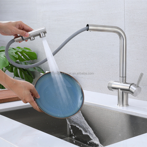 <strong>Commercial</strong> Single-Hole Pull Out <strong>Faucet</strong> with Dual Handles Filter Spout for Hot/Cold/Pure Water in Restaurant Kitchens - Product Image 3