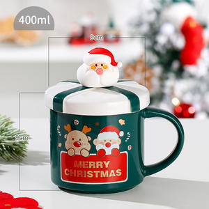 Tasses de Noël 2025 : Mugs créatifs et tendance avec couvercles, grandes tasses à eau en céramique - Product Image 2