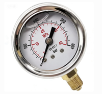 Manomètre à tube Bourdon Gemstar GM01SL-R en acier inoxydable, rempli de liquide, avec une plage de -30 psi à 6000 psi