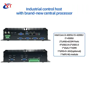 Intel Core 4th 5th Gen I3 I5 I7 Fanless Industrial PC With 6COM-2LAN-6USB GPIO 9~36V DC DDR3 8GB 512GB H-D VGA UK/US/EU Plugs