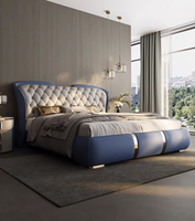 Ensemble de mobilier de chambre à coucher de luxe avec lit king size, lits de chambre à coucher en bois avec rangement fabriqués en usine, cadre de lit double moderne rembourré queen size