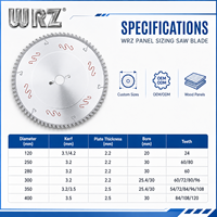 Lame de scie à dents fines renforcée, soudée au laser, revêtue de nitrure, de qualité industrielle, 300 mm, 96 dents, OEM WRZ HF008 pour bois dur haute densité