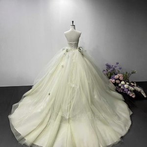 Robe de Quinceañera Spjy014 en satin vert sauge avec appliques florales 3D, corset perlé et tulle scintillant pour soirée de bal - Product Image 5