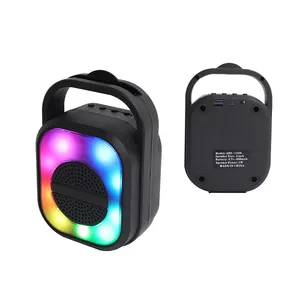 ABS-1308 Speaker Bluetooth portabel luar ruangan, kotak musik HIFI lampu LED warna-warni stereo subwoofer bass dengan radio FM mendukung TF/USB