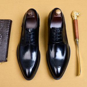 Zapatos de Vestir Formales de Cuero Genuino con Punta en Pico para Hombre, Estilo Inglés, Zapatos Derby para Novio de Boda, Venta al Por Mayor - Product Image 3