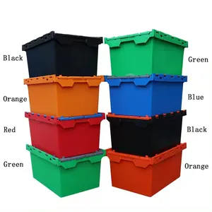 JOIN-contenedor de distribución de tapa acoplable, contenedores apilables de almacenamiento de plástico de alta resistencia, para la venta, 80L