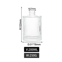 Bouteille diffuseur en verre anti-fuite de 200 ml avec col vissé et nervures, flacon d'aromathérapie avec bouchon métallique, diffuseur à bâtonnets vide, vente en gros USA