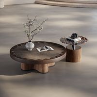 Table basse design moderne, ensemble de tables d'appoint rondes grandes et petites avec plateau en marbre et rangement pour salon, mobilier de maison