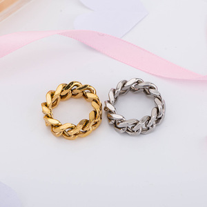 Anillos de Cadena Geométricos de Acero de Titanio, Joyería Unisex para Uso Diario - Product Image 3