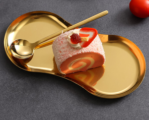 Plateau en acier inoxydable personnalisé en forme d'arachide pour café, boulangerie, hôtel, présentation de desserts, collations, décoration de bougies, <span class=keywords><strong>service</strong></span> - Product Image 4