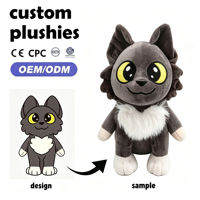 Peluche personnalisée en forme de renne gris avec col et logo brodé, jouet en peluche doux pour souvenir promotionnel
