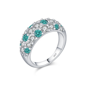 S925 Sterling Silver <b>Cluster</b> Ring With Round Brilliant Cut <b>Crystal</b> Rhinestones Pave Setting Women's Classic Everyday Wear Band - Product Image 1