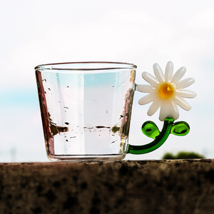 Juego de Tazas de Agua de Vidrio Borosilicato Aislado de Alta Gama, Transparente, con Asa, Resistente a Altas Temperaturas, para el Desayuno y Café en el Hogar - Product Image 1
