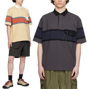 Polo Homme Personnalisé KingSen à Blocs de Couleurs, T-shirt Oversize Rayé à Épaules Tombantes, Manches Courtes en Coton Respirant avec Poche Poitrine - Product Image 1