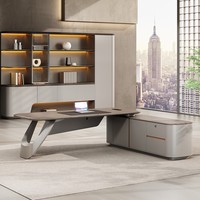 Bureau de direction modulaire haut de gamme en panneaux de bois en forme de L, design moderne, pour usage commercial, Guangdong