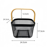 Hoogwaardige Smeedijzeren Vierkante Handheld Opbergmand Metalen Gepoedercoate Groente-En Fruitmand