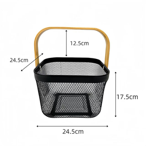 Panier de rangement portable carré en fer forgé de haute qualité panier de fruits et légumes enduit de poudre en métal - Product Image 6