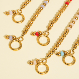 สร้อยข้อมือผู้หญิง Bingxin 18K PVD ชุบเหล็กกันน้ำ ประดับด้วยหินธรรมชาติหลากสีทรงกลมสีทอง พร้อมตัวล็อกแบบ <span class=keywords><strong>OT</strong></span> เหมาะสำหรับเป็นของขวัญในชีวิตประจำวัน - Product Image 2