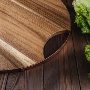 16 Inch <strong>Round</strong> Shape Acacia <strong>Wood</strong> Kitchen Vegetable Onion <strong>Chopping</strong> Cutting <strong>Board</strong> With Handle - Product Image 4
