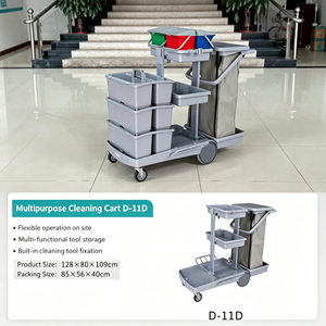 Carro de Limpieza Multifuncional Comercial de Alta Resistencia con Compartimentos de Almacenamiento y Cubo Desmontable para Residuos - Product Image 5
