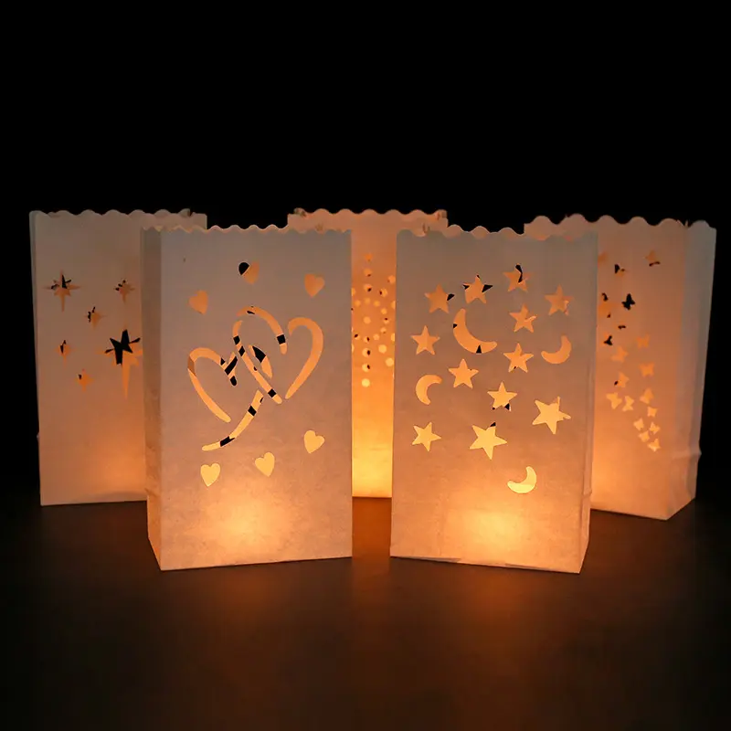 Tee Licht Halter Laterne Kerze Tasche Party Dekoration Luminous Papier Laterne Kerze Tasche