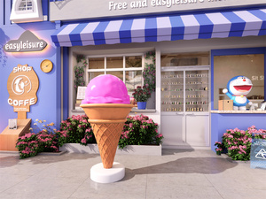 Индивидуальная прочная скульптура из пенополиуретана в виде мороженого с золотисто-коричневым вафельным рожком, искусство в стиле неподвластного времени, на тему еды, для розничной демонстрации десертов - Product Image 3