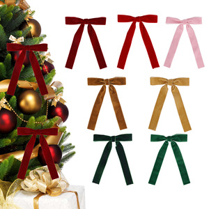 DAMAI Ribbon <b>Bows</b> with Long Tails Reusable Velvet <b>Bow</b> Ornaments for Christmas <b>Gift</b> Floral Decor Velvet <b>Bow</b> Decoration - Product Image 2