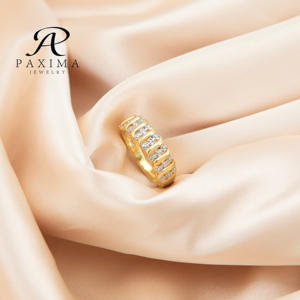 Paxima เครื่องประดับงานแต่งงานแหวนวินเทจตัดเพชรเพทายสังเคราะห์สดใส925แหวนแต่งงานชุบทองเงิน - Product Image 1