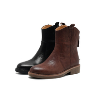 Bottes de cowboy mi-mollet pour femmes, confortables, en daim, doublure en cuir véritable, lacets, respirantes, automne