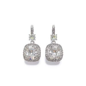 Orecchini pendenti di lusso in argento 925 con strass di cristallo dal design geometrico per gioielli da donna per matrimoni - Product Image 1