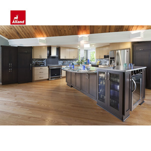 Allandcabinet design personalizzato di cucina con lavello e cappuccio In acciaio inossidabile In appartamento con finitura melamina In legno chiaro - Product Image 2