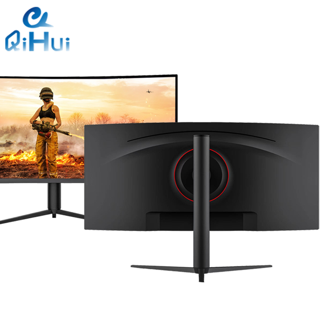 Qihui IPS 34 Inch Gaming Curved Monitor 1920 X 1080p up to 165Hz 1ms 4k DisplayPort Build-in Speakers VGA PC