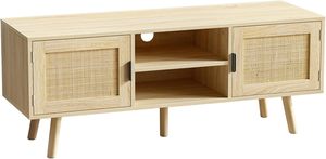 Mobile TV in Rattan May Home per TV fino a 55'', Centro Intrattenimento Moderno con 2 Ante e 2 Ripiani Aperti - Product Image 3