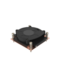 LGA1700 V12 1U Refroidisseur de CPU de serveur avec chambre à vapeur VC et ailettes en cuivre 180W TDP 12V 4Pin PWM Dual Ball Bearing Heat Sink pour PC