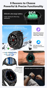 <span class=keywords><strong>M70</strong></span> GPS Đồng hồ thông minh người đàn ông 1.75 "HD AMOLED Đồng hồ la bàn LED Đèn pin IP68 không thấm nước 950mAh ngoài trời thể dục thể thao Vòng đeo tay - Product Image 4