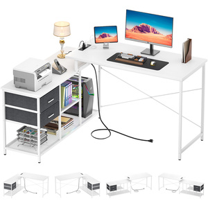 Escritorio Moderno en Forma de L para Computadora con Cajones y Estantes de Almacenamiento, Mesa Larga de Esquina para Oficina en Casa, Estudio y Escritura - Product Image 1