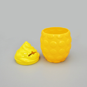 Pineapple Shape Plastic Storage <b>Bin</b> For Kids Bedroom Organizing Toy Container Yellow Round Design - Product Image 3