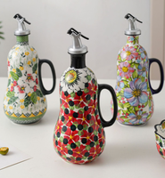 Bouteille de Rangement en Céramique Série Bohème Personnalisable pour Huile et Sauce Soja, pour Restaurants et Hôtels, Taille M (401-500ml), Option Vente en Gros
